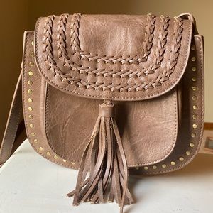 Brown fringe bag